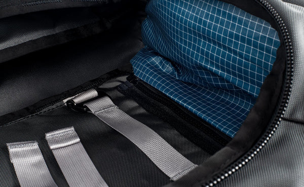 Zippers in main compartment for main panel